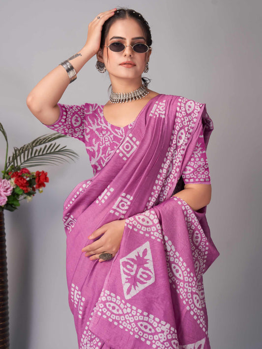 Chanderi Cotton Saree Purple