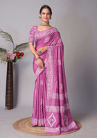 Chanderi Cotton Saree Purple