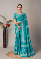 Chanderi Cotton Saree Sky Blue