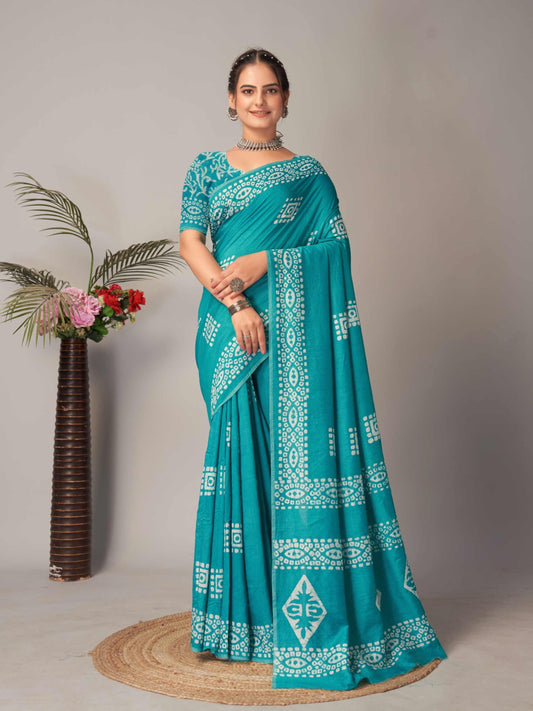 Chanderi Cotton Saree Sky Blue