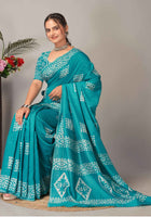Chanderi Cotton Saree Sky Blue