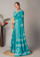 Chanderi Cotton Saree Sky Blue