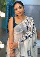 Chanderi Saree White