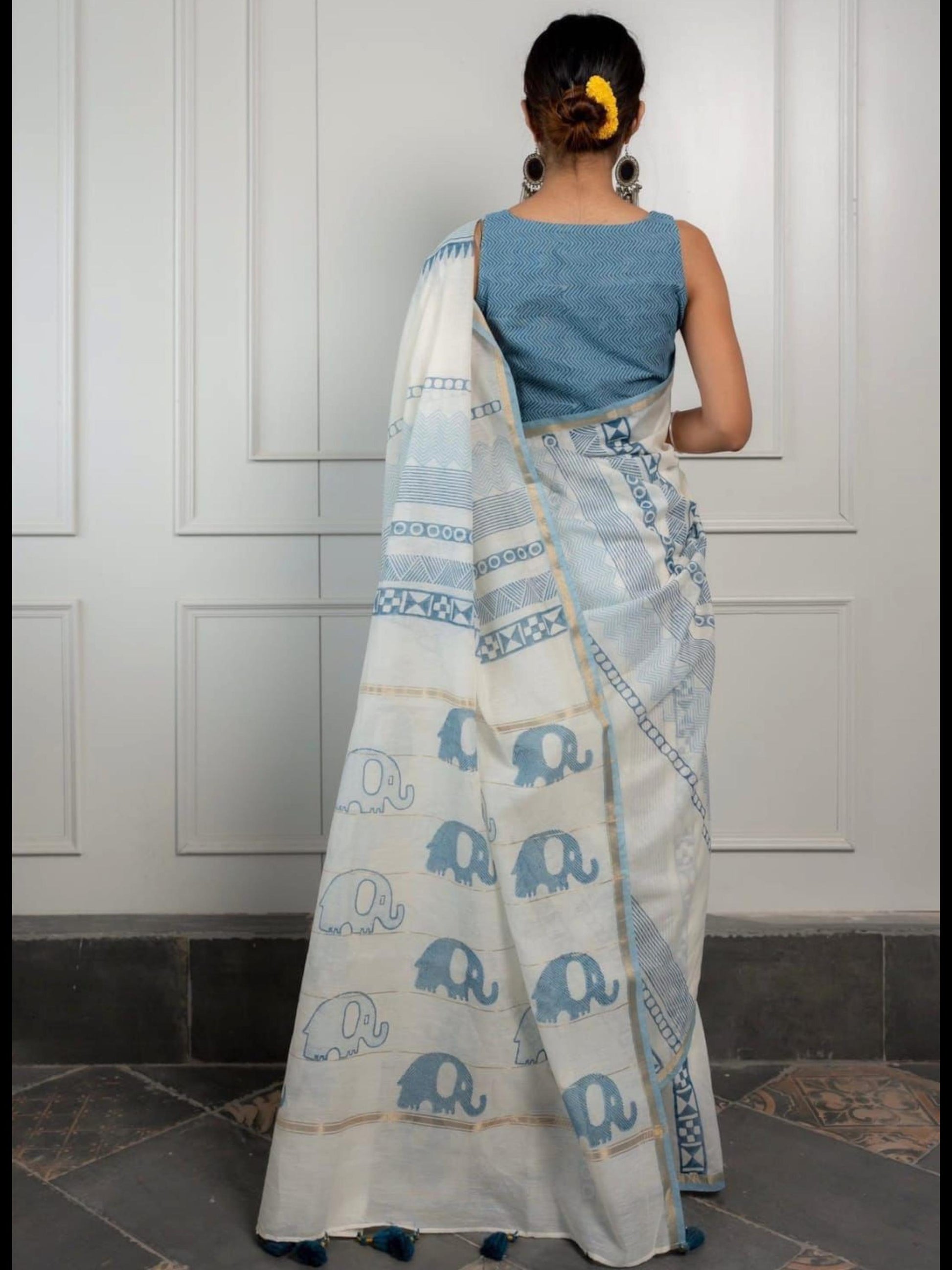 Chanderi Saree White