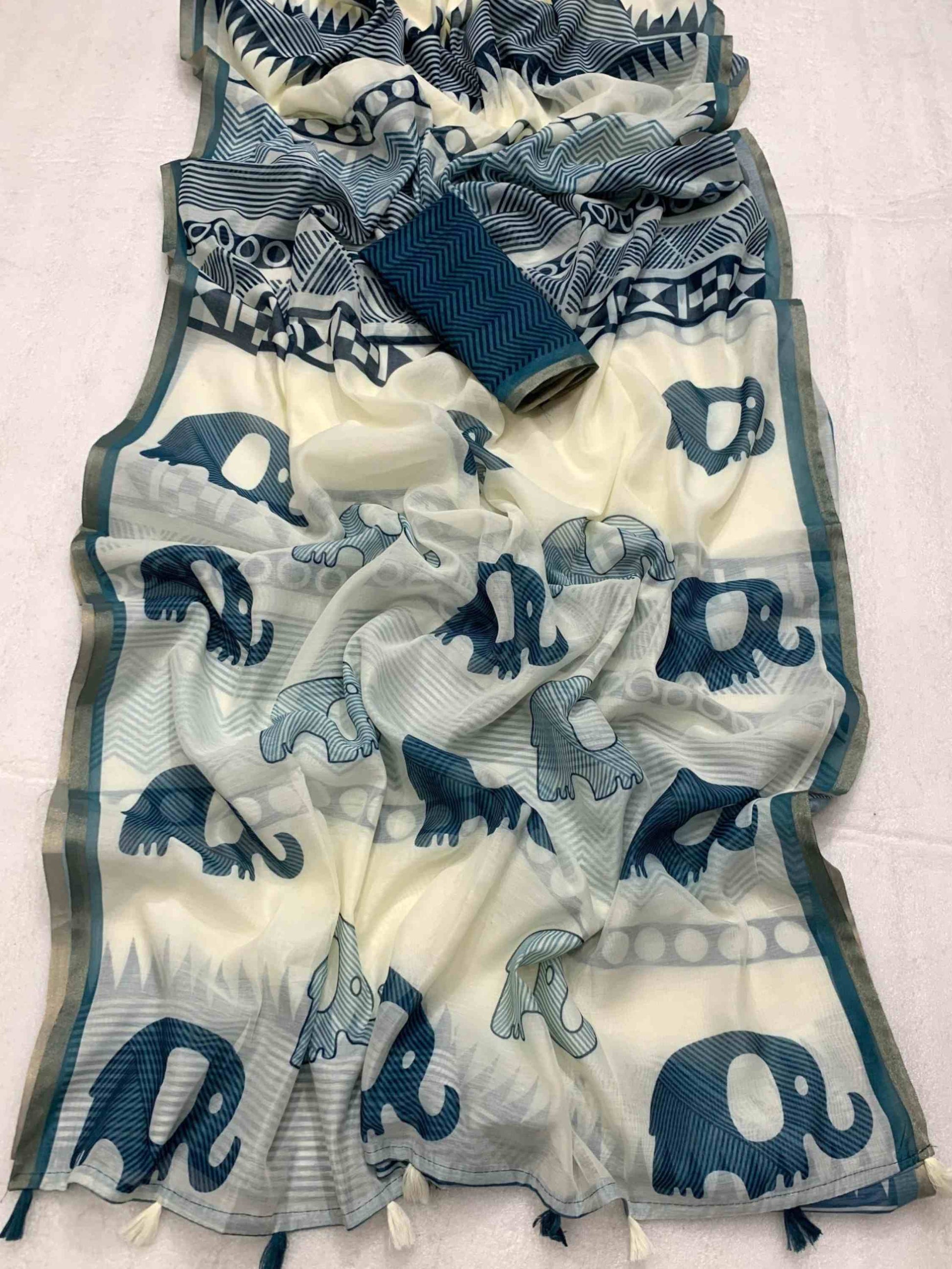 Chanderi Saree White