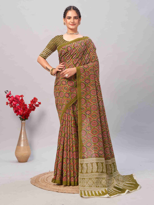 Cotton Saree Green