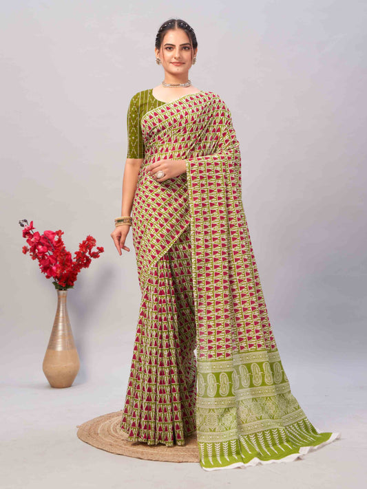 Cotton Saree Green