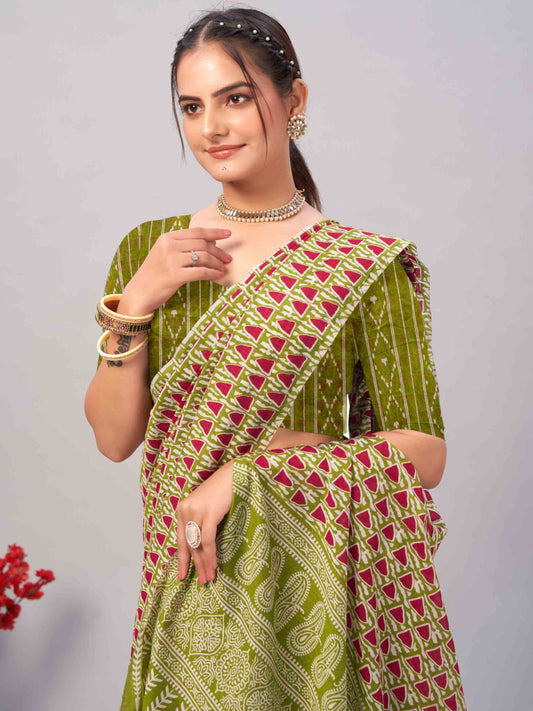 Cotton Saree Green