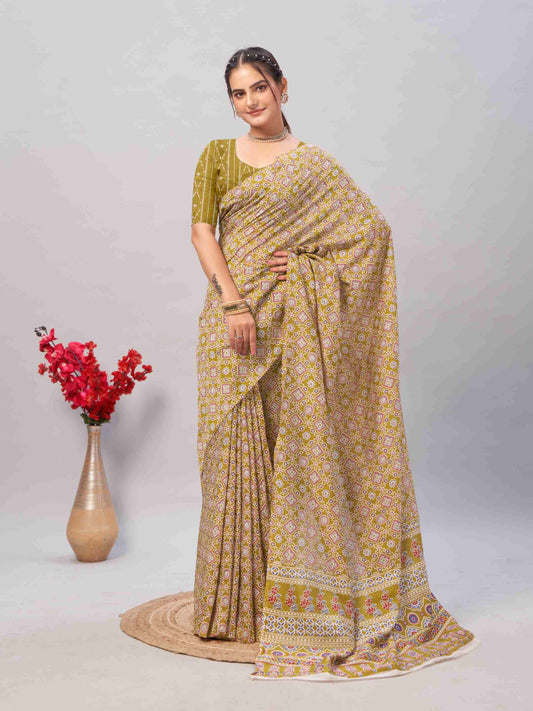 Cotton Saree Mehandi