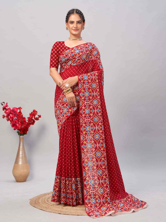 Cotton Saree Red