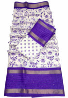 Cotton Saree White Blue