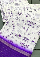 Cotton Saree White Blue