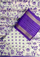 Cotton Saree White Blue