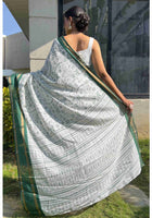 Cotton Saree White Green