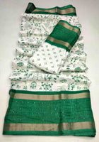 Cotton Saree White Green