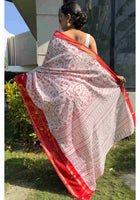 Cotton Saree White Red