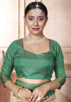 Cream Kanjivaram Silk Saree