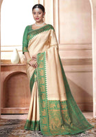 Cream Kanjivaram Silk Saree