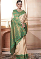 Cream Kanjivaram Silk Saree