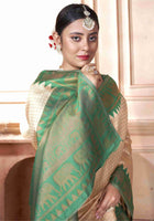 Cream Kanjivaram Silk Saree