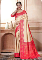 Cream Kanjivaram Silk Saree