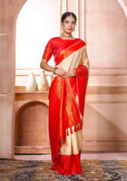 Cream Kanjivaram Silk Saree