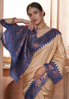 Cream Kanjivaram Silk Saree