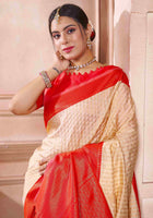 Cream Kanjivaram Silk Saree