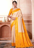 Cream Kanjivaram Silk Saree