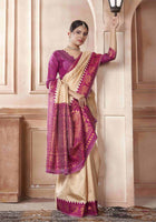Cream Kanjivaram Silk Saree