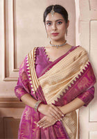 Cream Kanjivaram Silk Saree