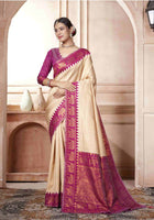 Cream Kanjivaram Silk Saree