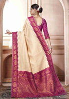 Cream Kanjivaram Silk Saree