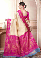 Cream Kanjivaram Silk Saree