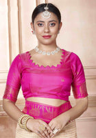 Cream Kanjivaram Silk Saree