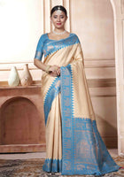 Cream Kanjivaram Silk Saree