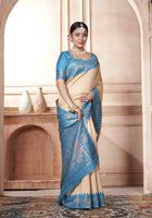 Cream Kanjivaram Silk Saree