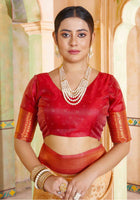 Cream Kanjivaram Silk Saree