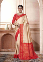 Cream Kanjivaram Silk Saree