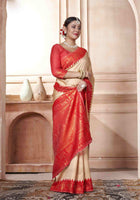 Cream Kanjivaram Silk Saree