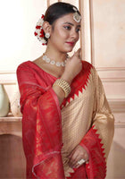 Cream Kanjivaram Silk Saree
