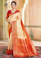 Cream Kanjivaram Silk Saree