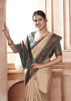 Cream Kanjivaram Silk Saree