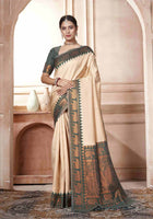 Cream Kanjivaram Silk Saree