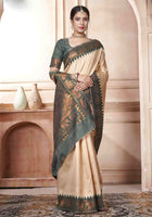 Cream Kanjivaram Silk Saree