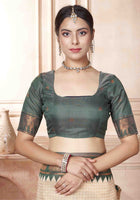 Cream Kanjivaram Silk Saree