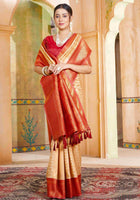 Cream Kanjivaram Silk Saree