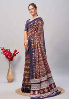 Dark Maroon Jaipuri cotton saree