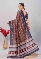 Dark Maroon Jaipuri cotton saree