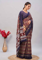 Dark Maroon Jaipuri cotton saree